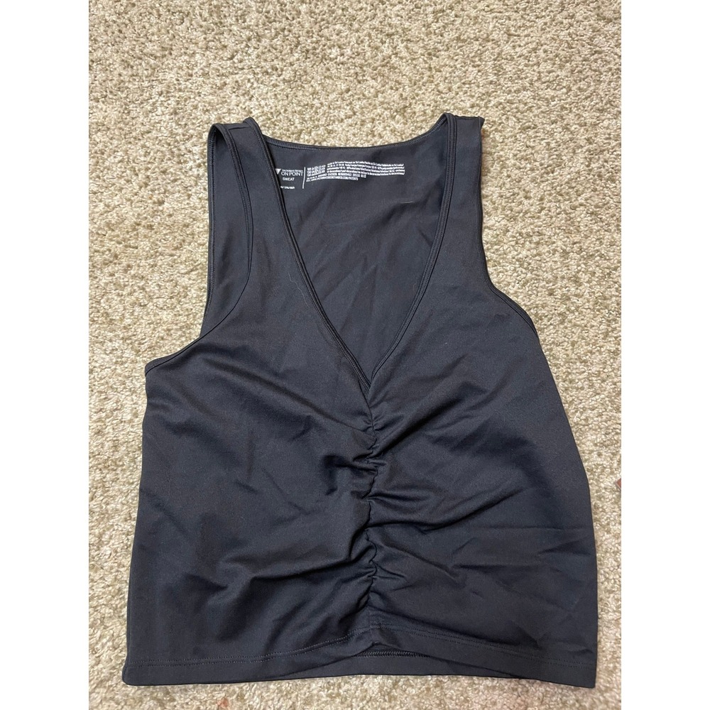 Victorias Secret On Point Sweat Black Ruched V-Neck Tank Top Medium